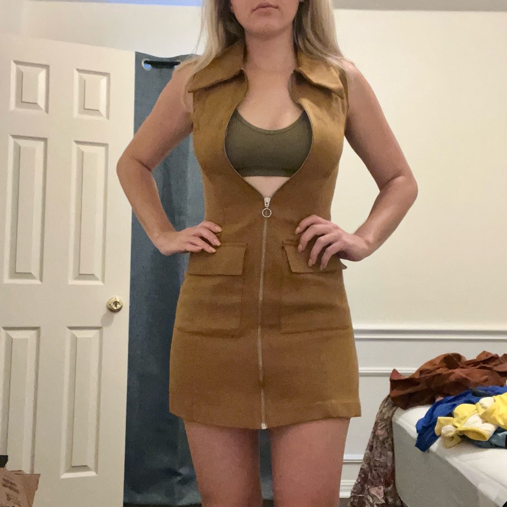 Corduroy brown 70s style dress